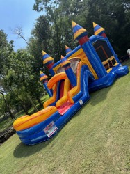 IMG 2553 1746555376 Blue & yellow bounce house combo