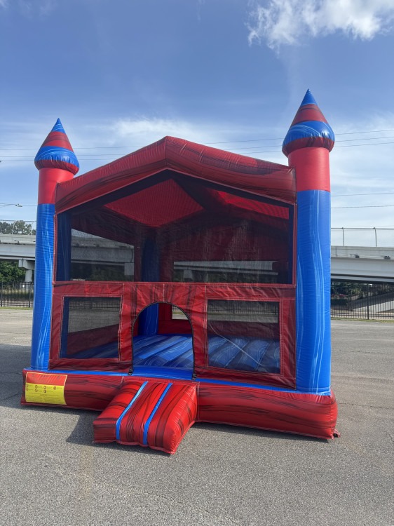Red & blue bounce house castle